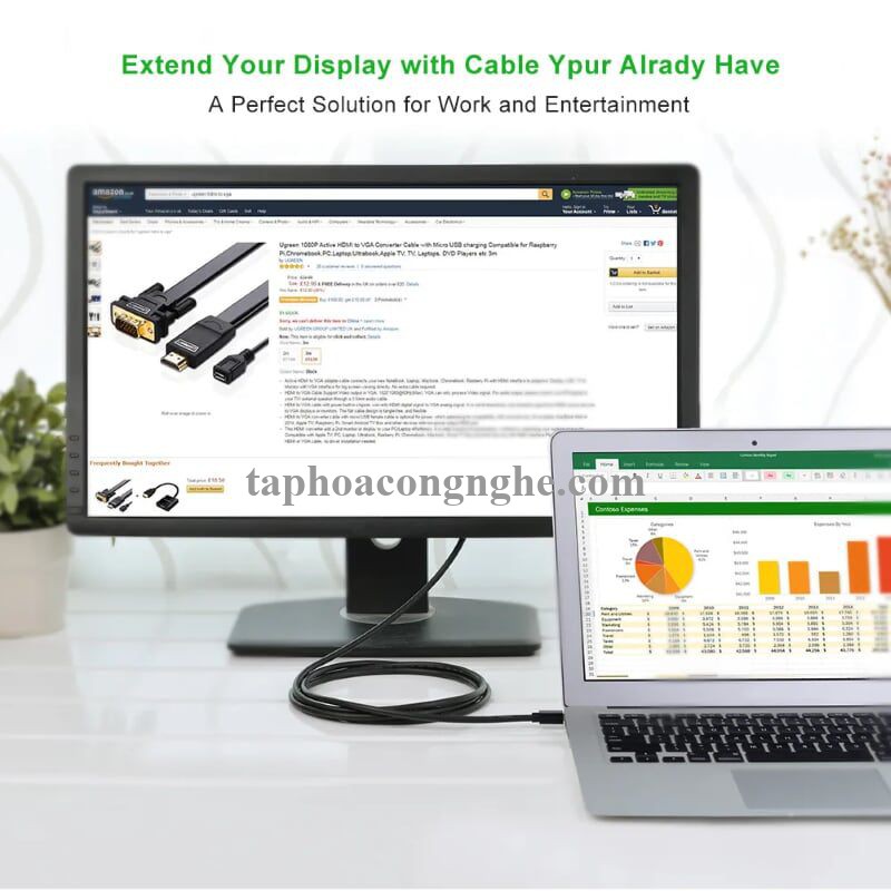 Ugreen 20928 3M Màu Đen Cáp chuyển đổi Mini DP sang VGA hỗ trợ phân giải 1080P MD103 30020928